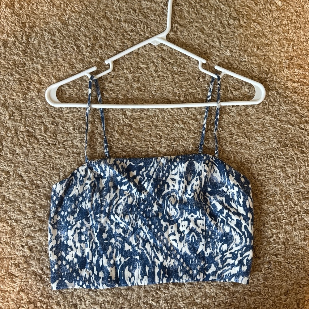 Abercrombie & Fitch Blue and White Smocked Top
